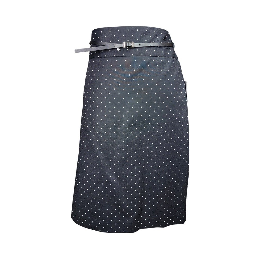 Liz Claiborne Pencil Skirt Womens 18 Black Polka Dot Belt Cotton Office Work NEW